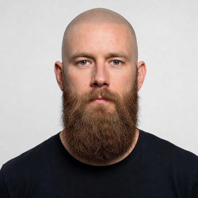 visualisation of the same scalp after scalp micropigmentation, with a natural, dense hairline.